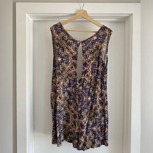 Vintage Keyhole Front Patterned Romper with Low Back